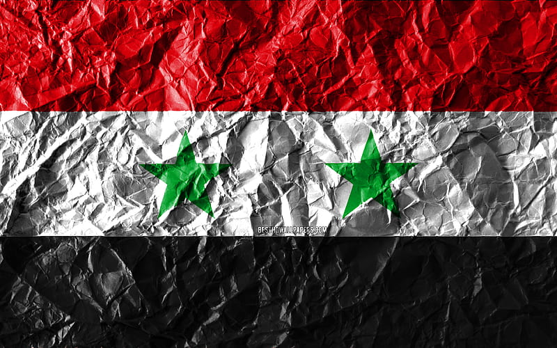 Syrian flag crumpled paper, Asian countries, creative, Flag of Syria, national symbols, Asia, Syria 3D flag, Syria, HD wallpaper