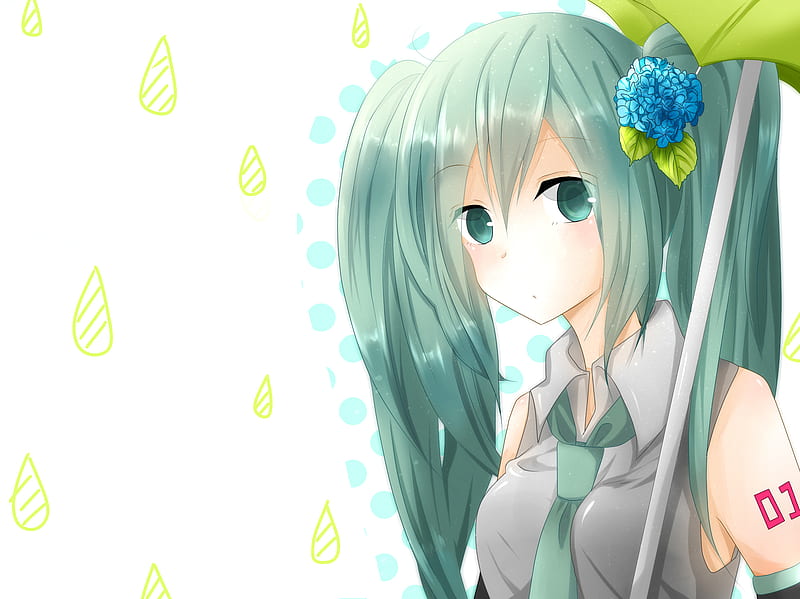 Hatsune Miku Melt Pretty Cg Umbrella Lime Nice Anime Aqua Beauty Anime Girl Hd