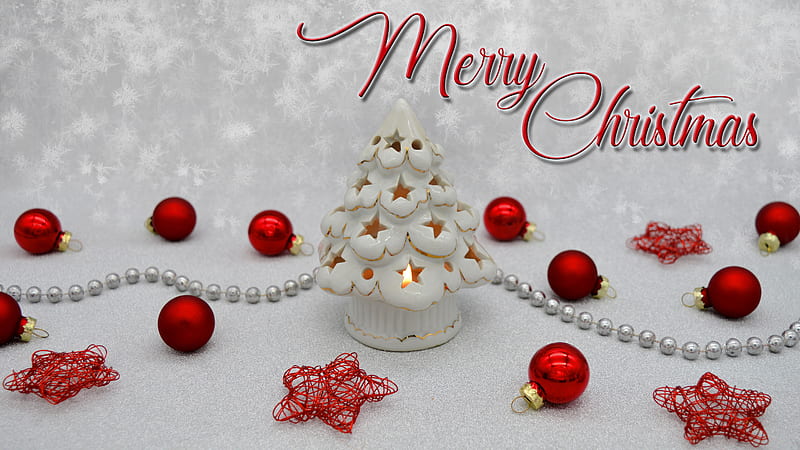 Merry Christmas With Baubles Stars And Pearls Decoration Merry Christmas, HD wallpaper