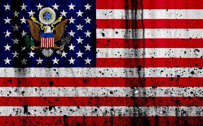 American flag, USA flag grunge, North America, US flag, national symbols, USA, coat of arms US, American National Emblem, HD wallpaper