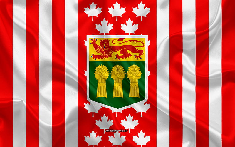 Coat of arms of Saskatchewan, Canadian flag, silk texture, Saskatchewan, Canada, Seal of Saskatchewan, Canadian national symbols, HD wallpaper