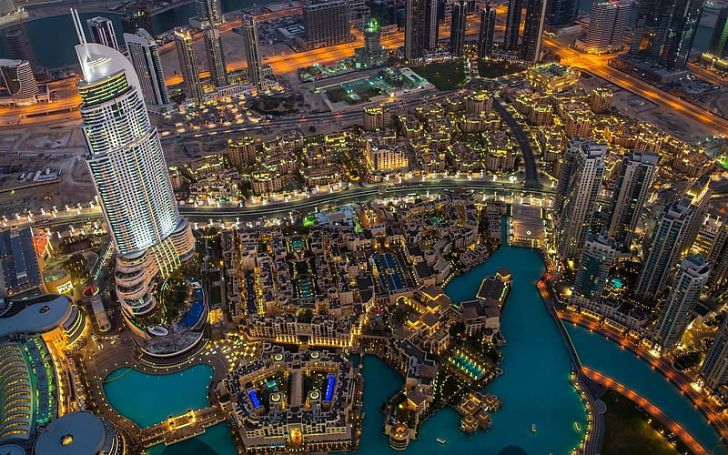 Dubai, evening city, skyscrapers, UAE, HD wallpaper