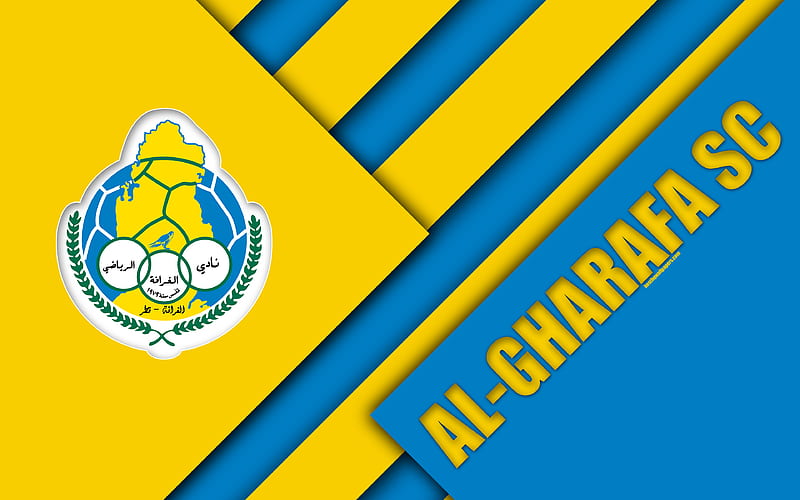Al-Gharafa SC Doha, Qatar, yellow blue abstraction, logo, material design, Qatar football club, Qatar Stars League, Q-League, Premier League, HD wallpaper