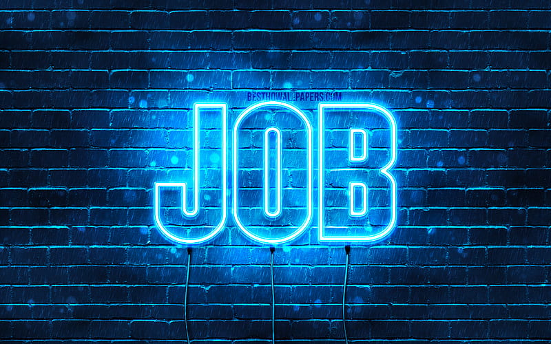 Job with names, Job name, blue neon lights, Happy Birtay Job, popular dutch male names, with Job name, HD wallpaper