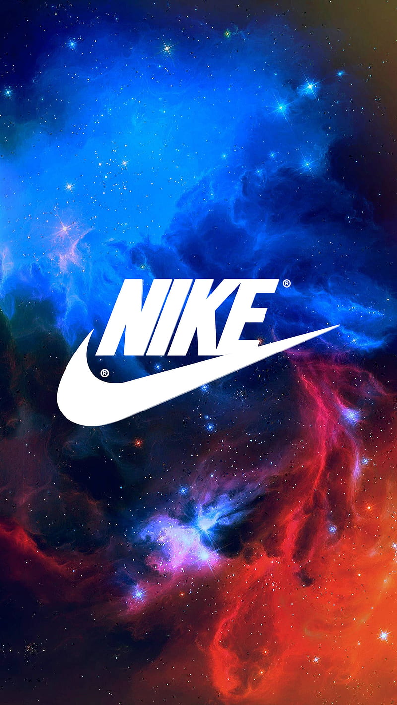 Nike Galaxy, brands, ice and fire, logo, red and blue, stars, HD phone wallpaper