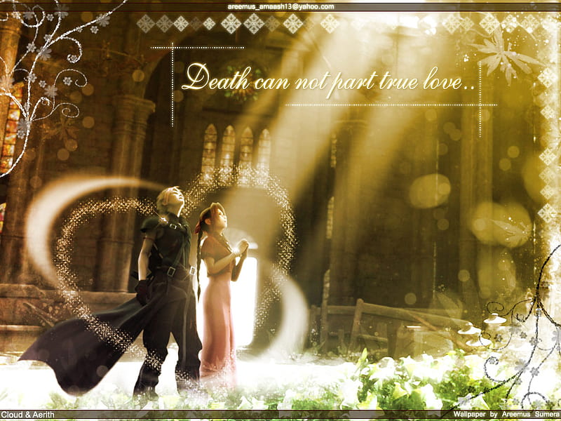 Death cannot part ture love, ffvii, areith, cloud, sunray, final fantasy, light, HD wallpaper