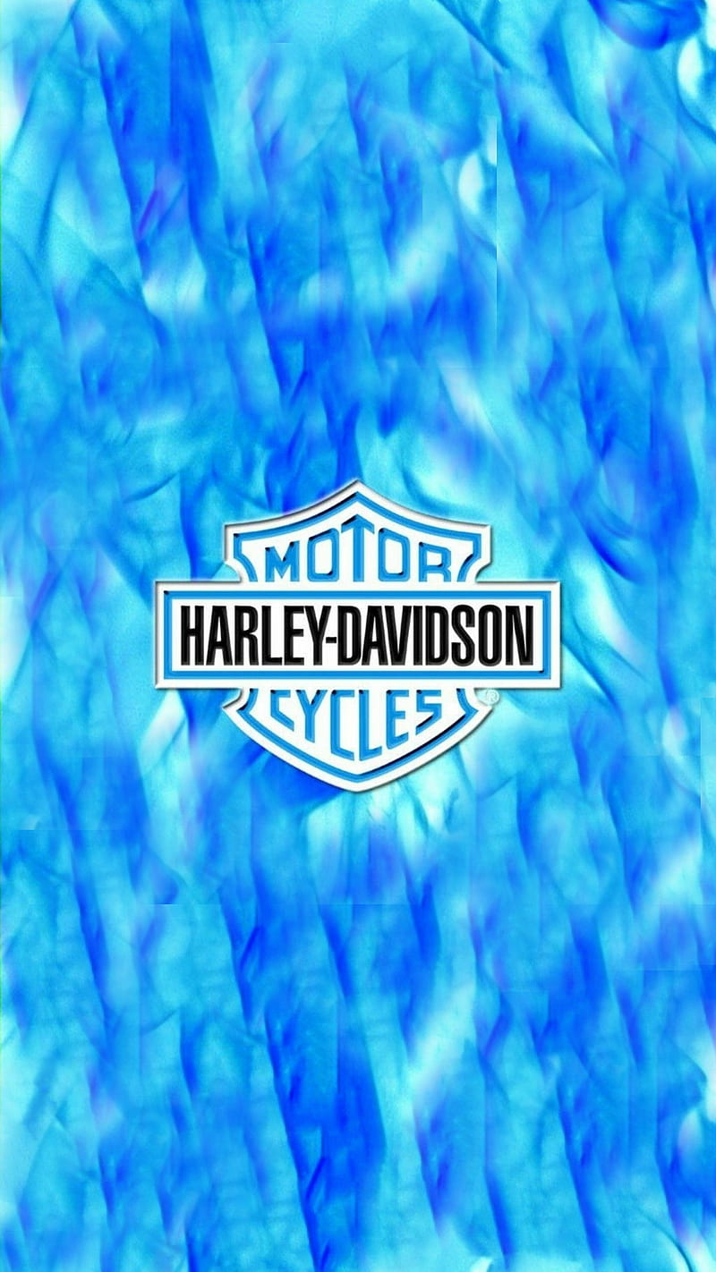 Harley, harley davidson, motorcycles, logo, blue, flames, HD phone wallpaper