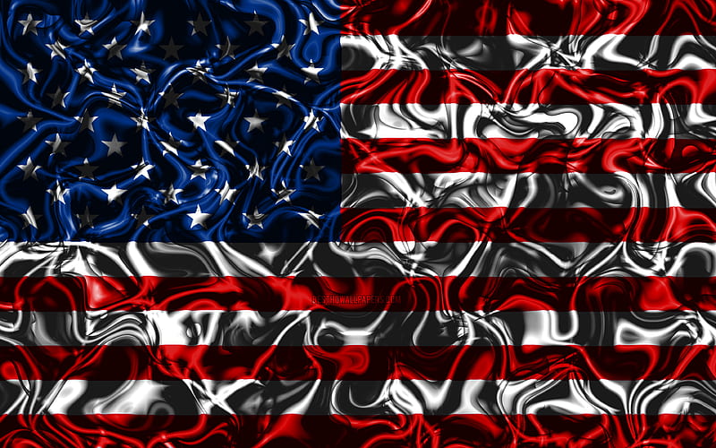 Flag of USA, abstract smoke, United States of America, North America, US flag, national symbols, USA flag, 3D art, USA 3D flag, creative, North American countries, USA, HD wallpaper