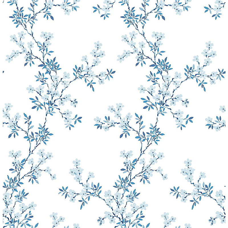 Brewster Claire Blue Floral Trail Blue Sample 2704 22261SAM The Home Depot, Blue and White Floral, HD phone wallpaper