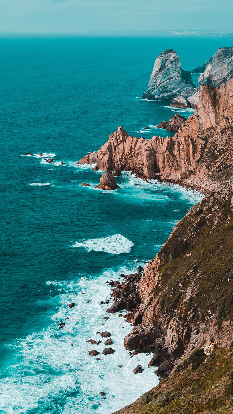 Coast, beauty nature, rocks, sea, summer, HD phone wallpaper