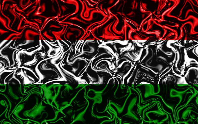 Flag of Hungary, abstract smoke, Europe, national symbols, Hungarian flag, 3D art, Hungary 3D flag, creative, European countries, Hungary, HD wallpaper