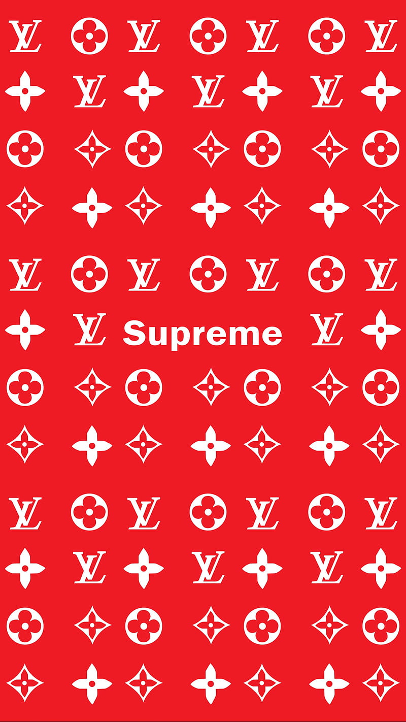 Supreme X LV, desenho, louis vuitton, red, HD phone wallpaper