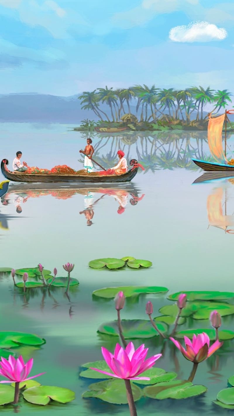 3d Scenery, Kerala Nature, lotus lake, HD phone wallpaper | Peakpx