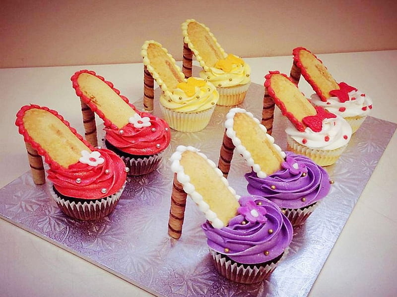 Spring sweets, cupcakes, sweets, shoes, dessert, HD wallpaper | Peakpx