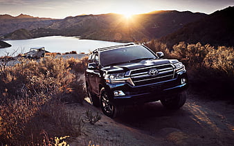 Toyota Land Cruiser 200, Heritage Edition, 2019, black luxury SUV, front view, exterior, new black Land Cruiser, Japanese cars, Toyota, HD wallpaper