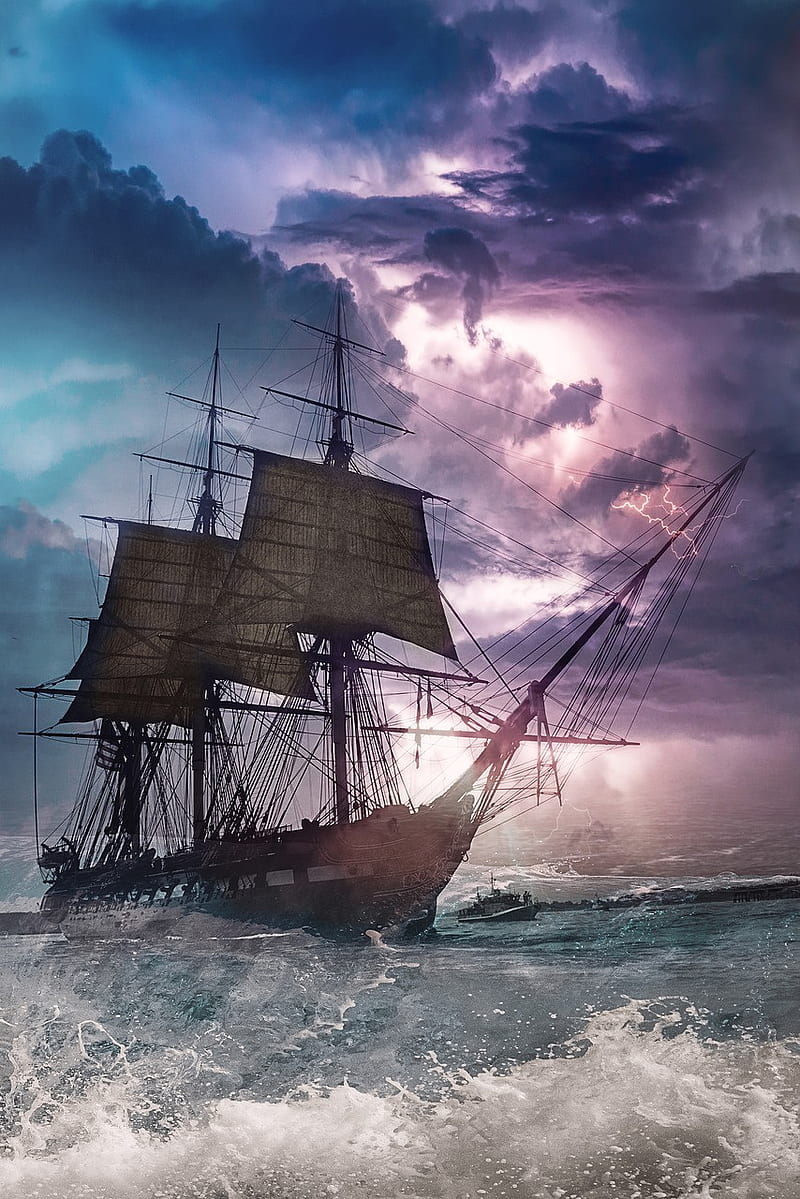 Ship pirates, black, creed, navy, pirate, sails, sea, ships, us, HD phone wallpaper
