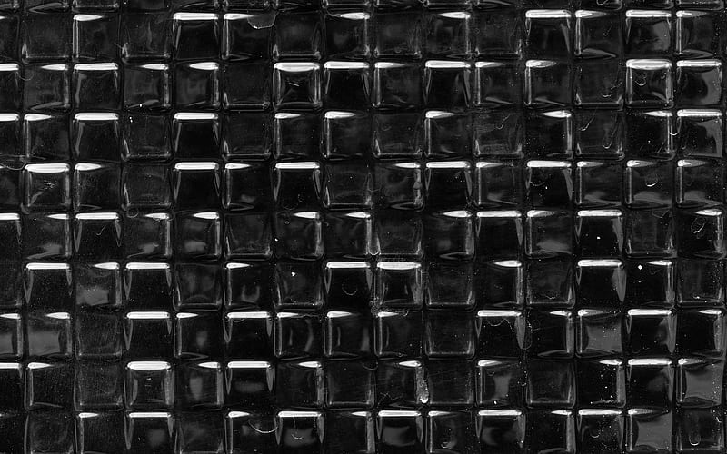 glass squares texture black squares background, squares textures, background with squares, black backgrounds, HD wallpaper