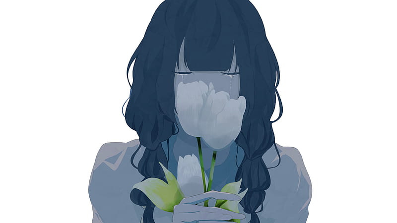 Anime, Girl, Tulip, HD wallpaper