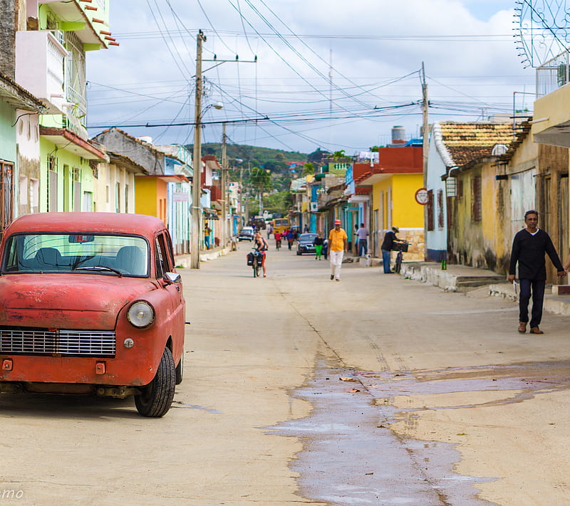 Cuba Trinidad, car, city, cuba, oldtimer, street, HD wallpaper