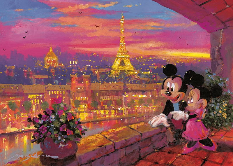 Sunset in Paris, tower eiffel, art, paris, sunset, fantasy, mouse,  painting, HD wallpaper | Peakpx