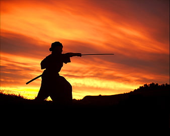 Samurai Warrior Sunset 4K Phone iPhone Wallpaper #4870a