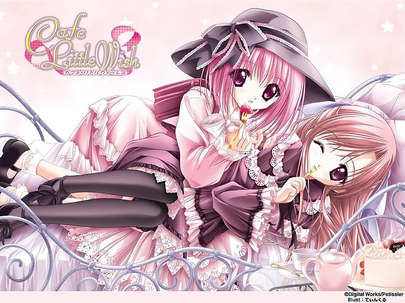 Cafe Little Wish, anime girls, cute, pink hair, HD wallpaper