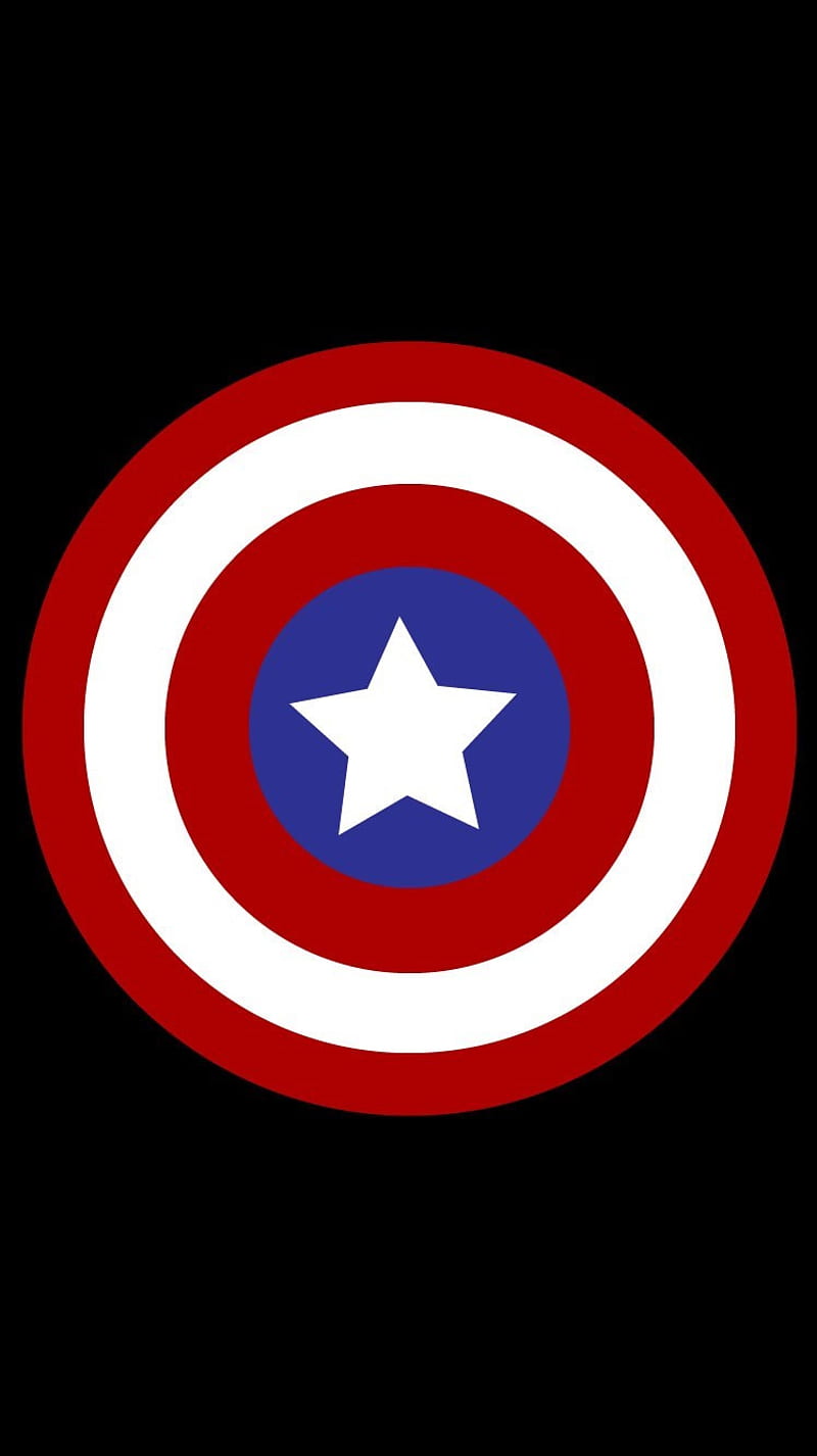 Captain America, black, fantastic, logo, marvel, minimal, steve, symbol, HD phone wallpaper