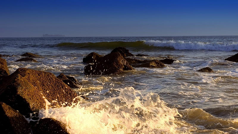 tones sea waves splash-Natural landscape, HD wallpaper