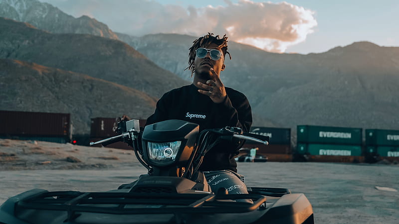 American Rapper Juice Wrld On Motor Bike In Mountains Background Wearing Black Dress Juice Wrld, HD wallpaper