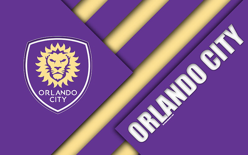 Orlando City SC, material design logo, purple abstraction, MLS, football, Orlando, Florida, USA, Major League Soccer, HD wallpaper