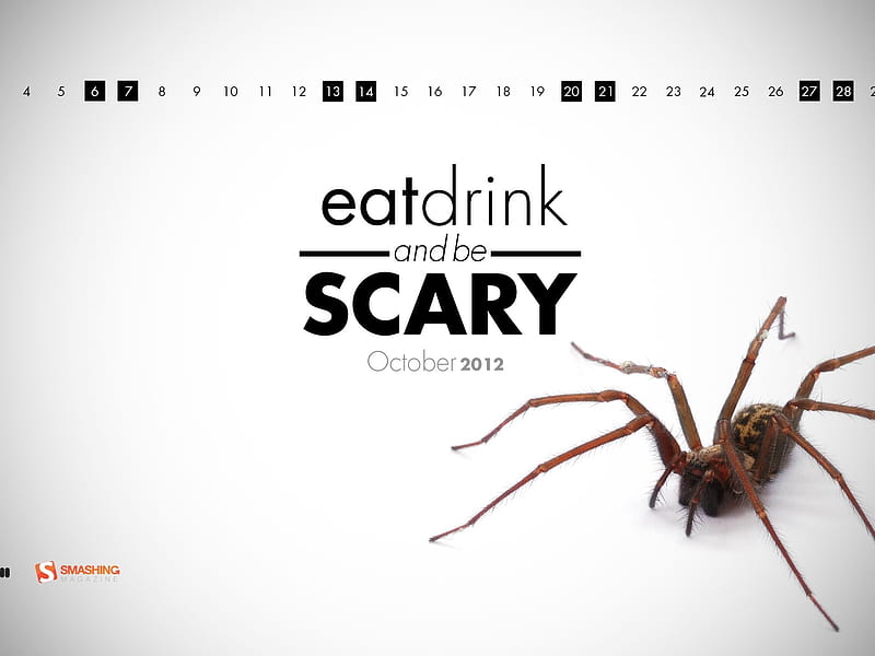 Eat Drink And Be Scary-October 2012 calendar, HD wallpaper