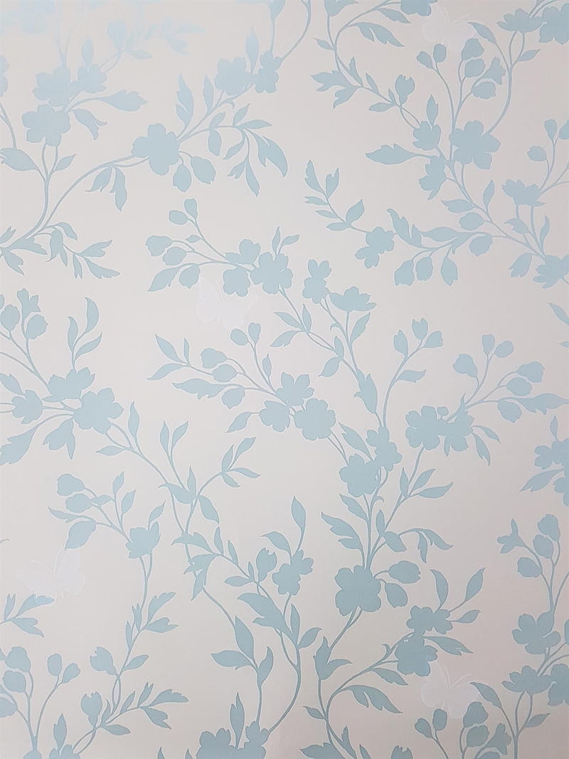 Duck Egg Blue White Metallic Floral Flowers Fine Decor, HD phone wallpaper