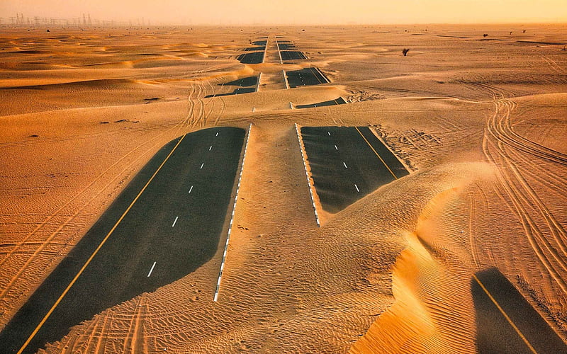 Road in Desert, nature, sand, desert, road, HD wallpaper