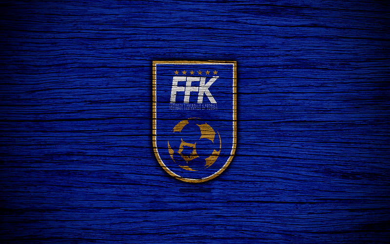Kosovo national football team, logo, UEFA, Europe, football, wooden texture, soccer, Kosovo, European national football teams, Kosovo Football Federation, HD wallpaper