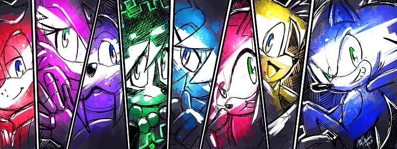Smile, Green Eyes, Blue Eyes, Comics, Sonic The Hedgehog, Miles 'tails' Prower, Amy Rose, Archie Comics, Sally Acorn, Nicole The Holo Lynx, Antoine D'coolette, Bunnie Rabbot, dom Fighters (Sonic The Hedgehog), Rotor The Walrus, Sonic, HD wallpaper