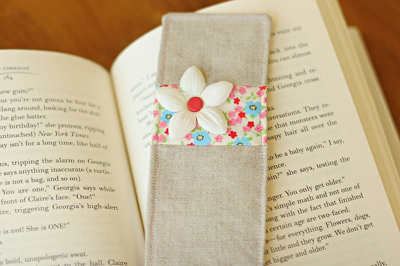 Bookmark in book, book, flower, bookmark, daisy, other, HD wallpaper