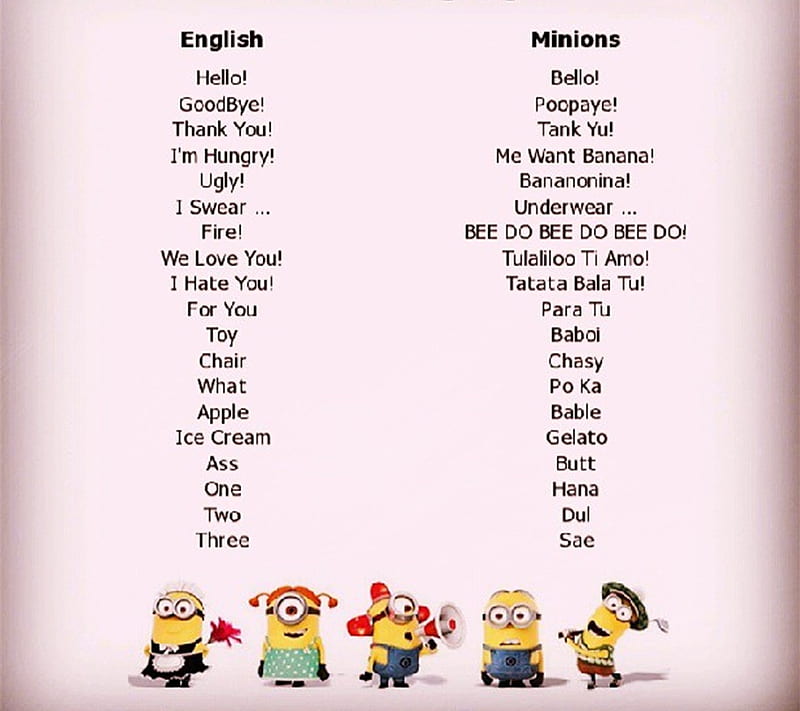 Minion Language, animation, colourful, comedy, entertainment, funny, hollywood, HD wallpaper