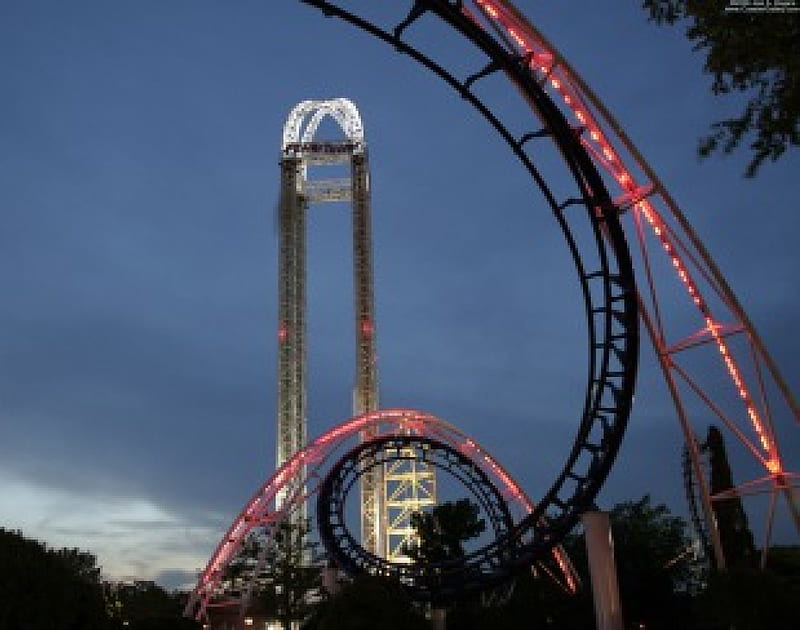 Cedar Point: The Corkscrew, cedar point, corkscrew, cedar point corckscrew, rollercoaster, HD wallpaper