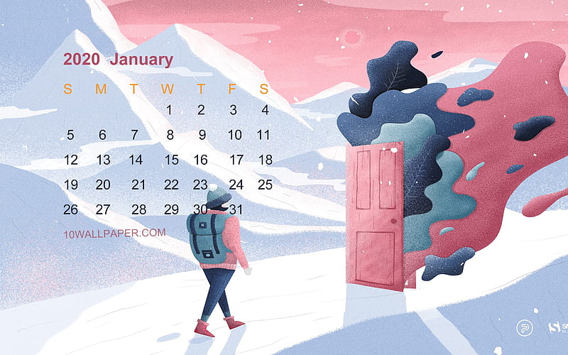 Open new year January 2020 Calendar, HD wallpaper