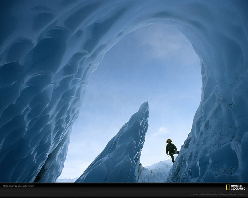 matanuska glacier cave, glacier, snow, mountains, ice, cave, winter, north pole, HD wallpaper