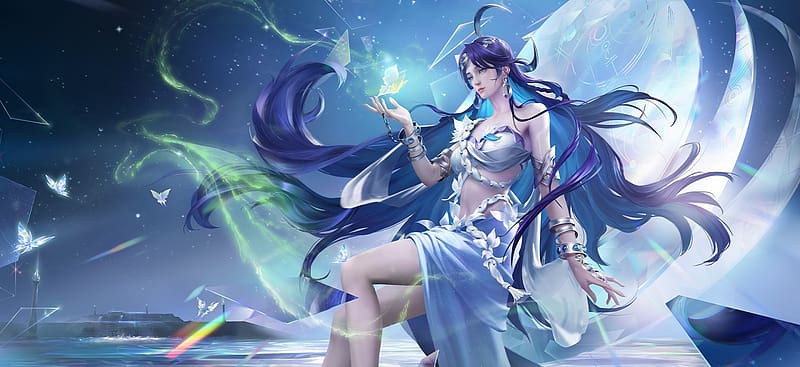 Haiyue, girl, fantasy, blue, game, honor of kings, HD wallpaper | Peakpx