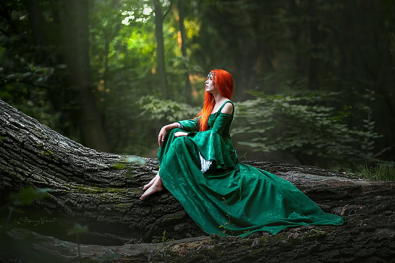 Redhead Girl Forest Cosplay, girls, model, cosplay, HD wallpaper