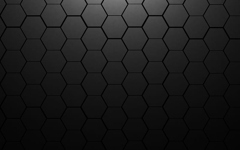 Abstract, Hexagon, Black, Digital Art, CGI, 3D, HD wallpaper