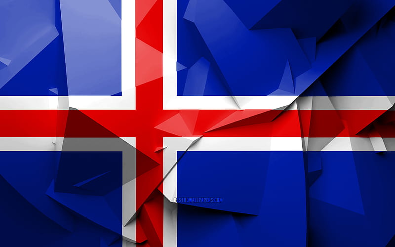 Flag of Iceland, geometric art, European countries, Icelandic flag, creative, Iceland, Europe, Iceland 3D flag, national symbols, HD wallpaper