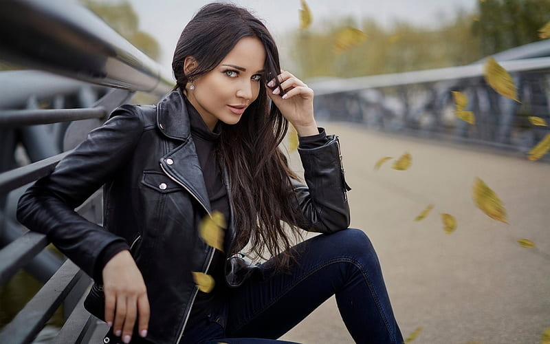 Angelina Petrova, park, models, beauty, brunette, HD wallpaper