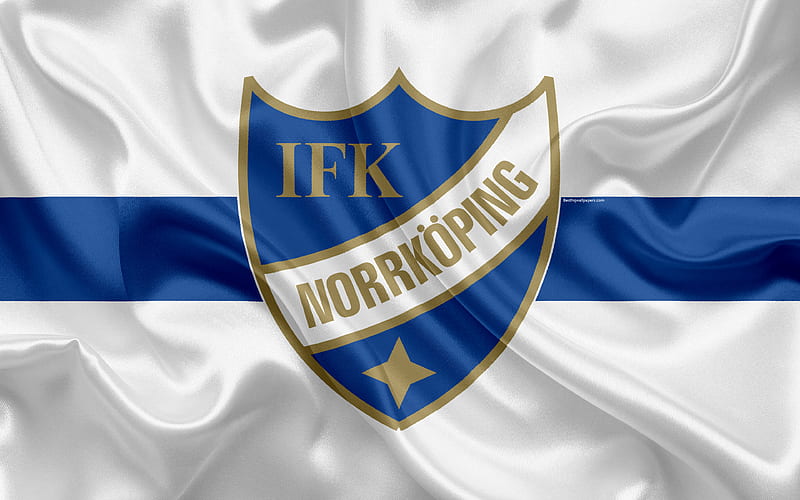 Norrkoping FC Swedish football club, logo, emblem, Allsvenskan, football, Norrkoping, Sweden, silk flag, Swedish Football Championships, HD wallpaper
