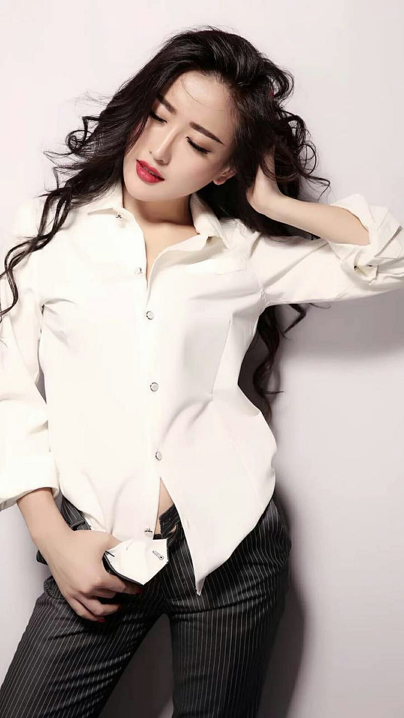 women, Chinese, dark hair, red lipstick, long hair, Asian, closed eyes, portrait display, HD phone wallpaper