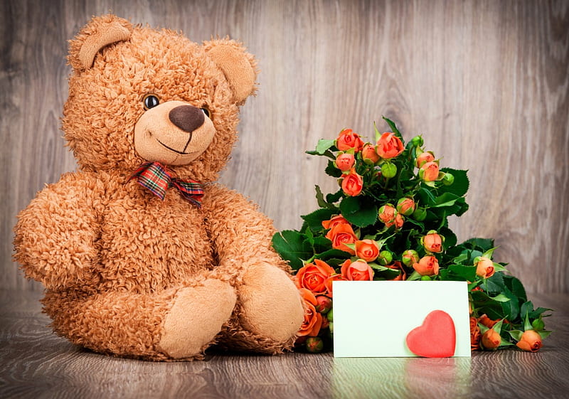 Best Wishes and Love, cute, love, heart, roses, teddy bear, sweet, card, HD  wallpaper | Peakpx