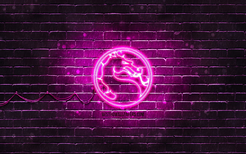 Mortal Kombat purple logo purple brickwall, Mortal Kombat logo, 2020 games, Mortal Kombat neon logo, Mortal Kombat, HD wallpaper