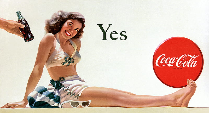 :), red, add, girl, pin up, commercial, coca cola, HD wallpaper